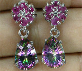 Серьги с мистическими топазами и сапфирами Серебро 925