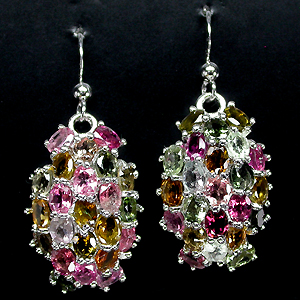 Замечательные серьги с разноцветными турмалинами