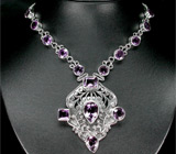 Эффектное колье с аметистами Серебро 925