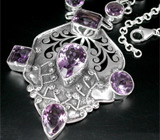 Эффектное колье с аметистами Серебро 925
