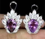 Замечательные серьги с аметистами Серебро 925