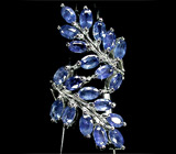 Эффектное кольцо с синими сапфирами Серебро 925