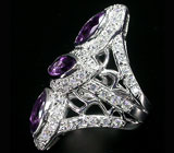 Эффектное кольцо с аметистами Серебро 925