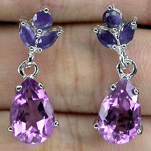 Серьги с аметистами и сапфирами