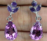Серьги с аметистами и сапфирами Серебро 925