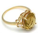 Кольцо с золотистым цитрином и жемчугом Золото