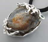 Кулон с друзой агата и самоцветами Серебро 925