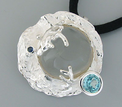 Кулон с кварцем, топазом и танзанитом