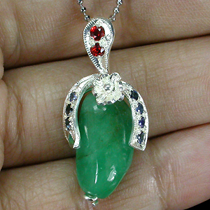 Кулон с изумрудом и сапфирами