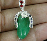 Кулон с изумрудом и сапфирами Серебро 925