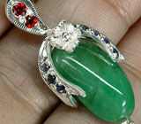 Кулон с изумрудом и сапфирами Серебро 925