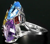 Яркое кольцо с самоцветами Серебро 925