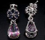 Серьги с мистическими топазами и сапфирами Серебро 925