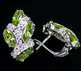 Замечательные серьги с перидотами Серебро 925