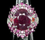 Кольцо с сапфирами и гранатами Серебро 925