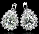 Серьги с платиново-зелеными аметистами Серебро 925