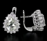 Серьги с платиново-зелеными аметистами Серебро 925