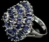 Эффектное кольцо с синими сапфирами Серебро 925