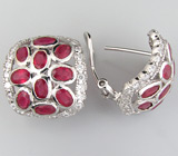 Серьги с насыщенно-розовыми сапфирами Серебро 925