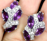 Замечательные серьги с аметистами Серебро 925