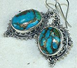 Серьги с говлитом и медью Серебро 925