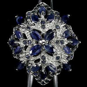 Кольцо с синими сапфирами