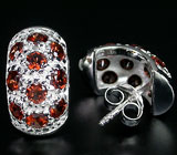 Серьги с оранжевыми гранатами Серебро 925