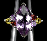 Кольцо с аметистами, гранатами и цитринами Серебро 925