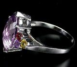 Кольцо с аметистами, гранатами и цитринами Серебро 925