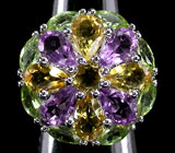 Замечательное кольцо с самоцветами Серебро 925