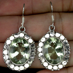 Серьги с зелеными аметистами