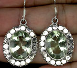 Серьги с зелеными аметистами Серебро 925