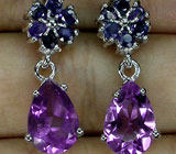 Серьги с аметистами и сапфирами Серебро 925