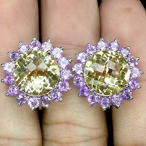 Серьги с цитринами и аметистами