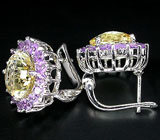 Серьги с цитринами и аметистами Серебро 925