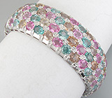 Браслет с розовыми сапфирами и цирконами 