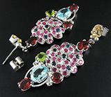 Серьги из коллекции «MultiStone» с самоцветами Серебро 925