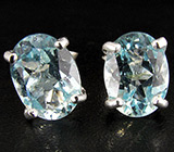 Пусеты с голубыми топазами Серебро 925