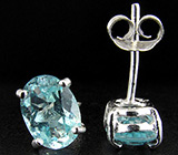 Пусеты с голубыми топазами Серебро 925