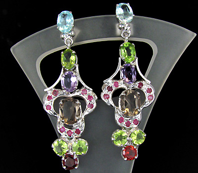 Серьги из коллекции «MultiStone» с самоцветами