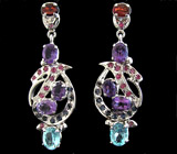 Серьги из коллекции «MultiStone» с самоцветами Серебро 925