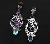 Серьги из коллекции «MultiStone» с самоцветами Серебро 925