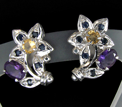 Серьги с самоцветами