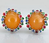 Серьги с оранжевыми опалами Серебро 925