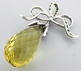 Кулон с бриолетом лимонного цитрина и цаворитами Серебро 925