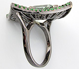 Кольцо с зеленым аметистом и цаворитами Серебро 925