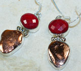 Серьги с самородной медью и сапфирами Серебро 925