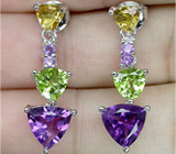 Замечательные серьги с самоцветами Серебро 925