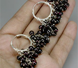 Серьги с гроздьями гранатов Серебро 925