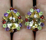 Превосходные серьги с цитринами Серебро 925